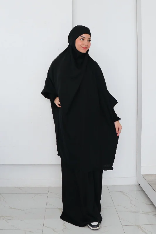 African Dresses with Culture -Madina Two Piece Jilbab/ Prayer set - Black