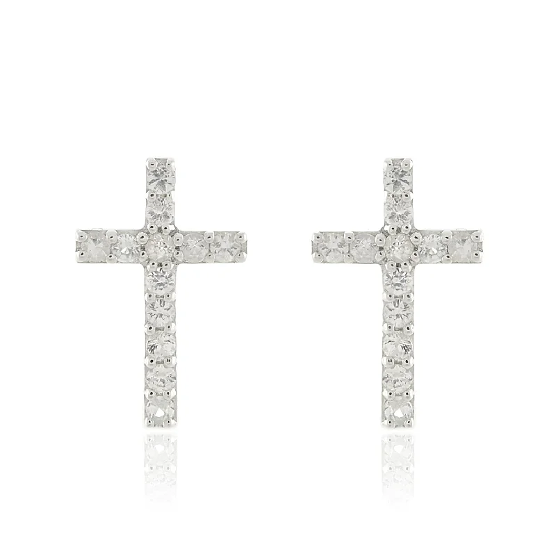 Waterproof Drop Earrings for Outdoor -White Sapphire Cross Earrings