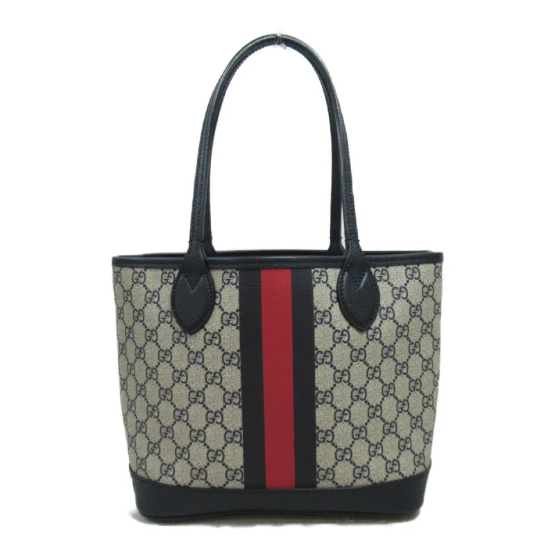 Leather handle bags for elegant daily carry -Gucci Gg Canvas   Gg Canvas Leather Tote Bag (Pre-Owned)