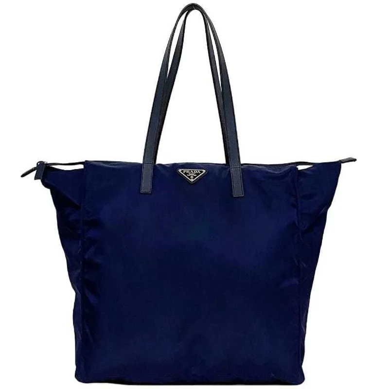 Handle bags with subtle embroidery for detail -Prada  Nylon Leather Tote Bag (Pre-Owned)