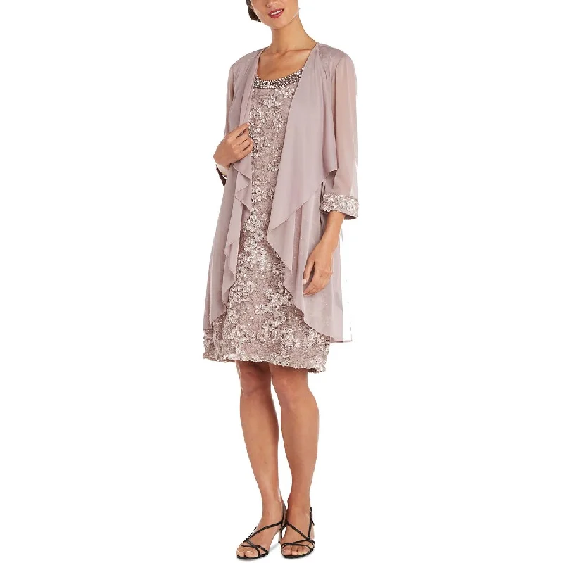 Sleeveless Dresses for Coolness -R&M Richards Womens Petites Embellished Lace Two Piece Dress