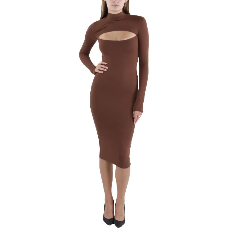 Wrap Dresses for Adjustable -Bar III Womens Cut-Out Mock Neck Midi Dress