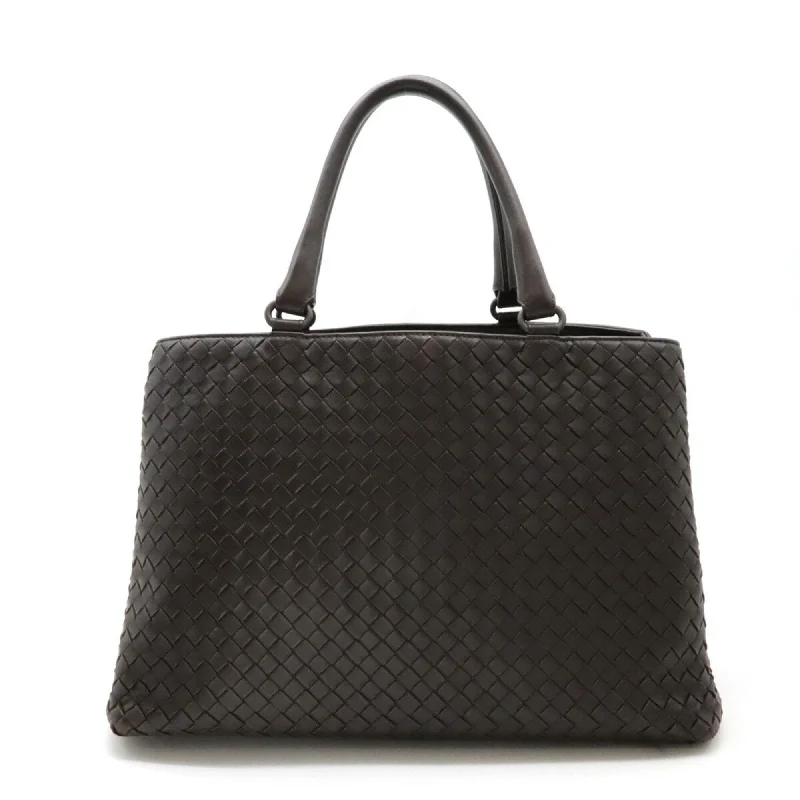 Quilted handle bags with stylish textured finish -Bottega Veneta Intrecciato  Leather Handbag Tote Bag (Pre-Owned)