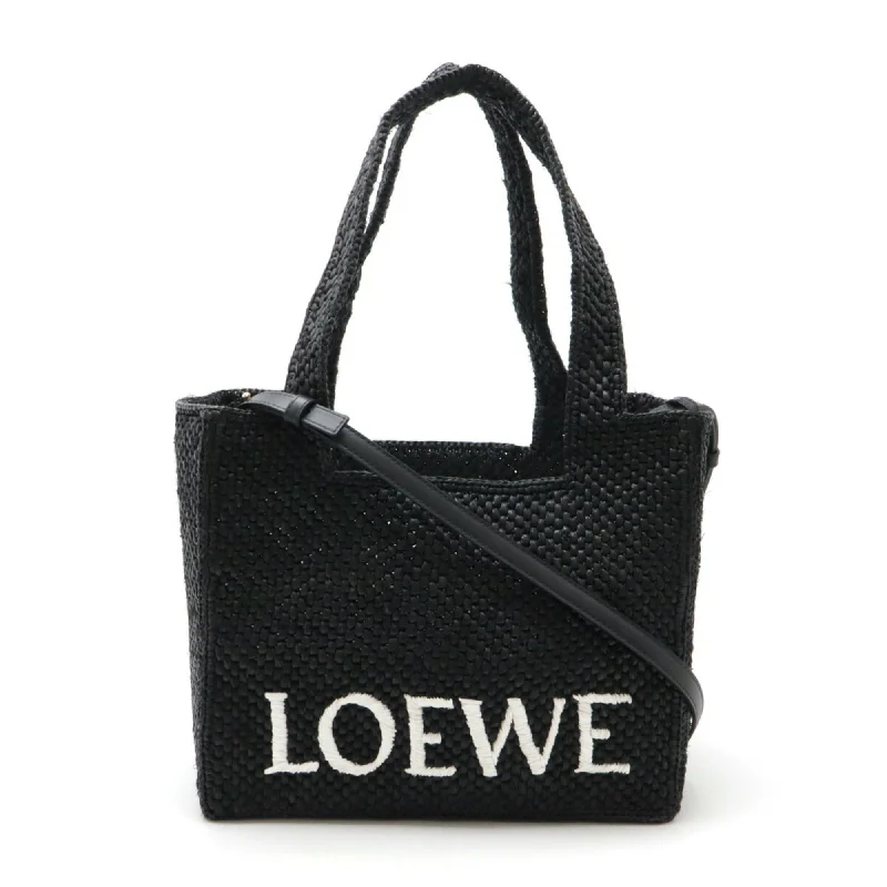 Handle bags with bold logos for branding -Loewe   Raffia Leather Shoulder Bag Tote Bag (Pre-Owned)