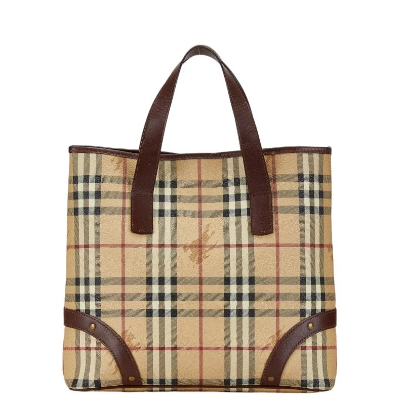 Handle bags with soft fabric for comfort -Burberry  Wine Pvc Leather Handbag Tote Bag (Pre-Owned)