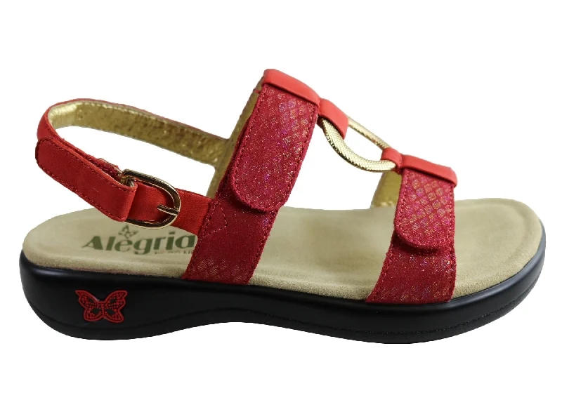 Elegant sandals for women with rhinestone detailing for glamorous summer parties-Alegria Julie Womens Comfortable Leather Adjustable Strap Sandals