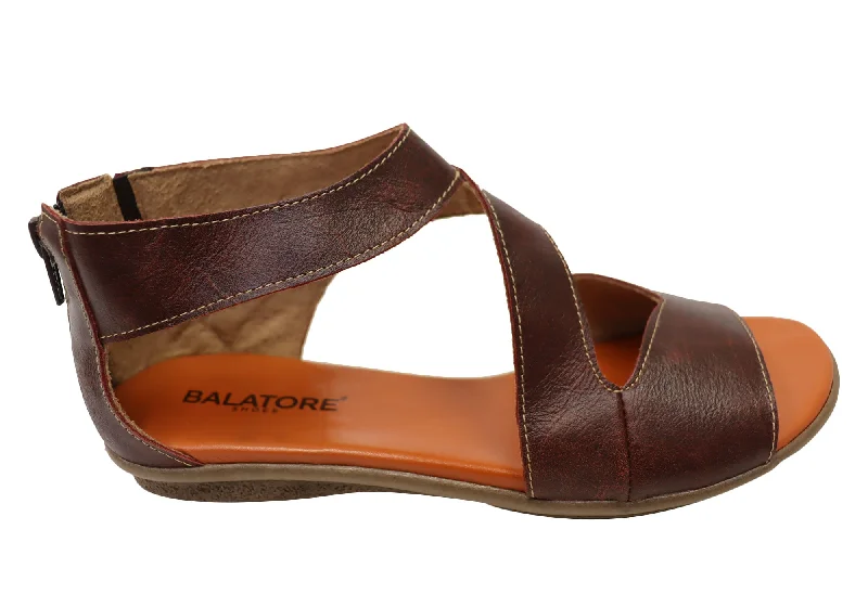 Outdoor sandals for women with cushioned footbed and adjustable straps for support-Balatore Donna Womens Comfortable Leather Sandals Made In Brazil