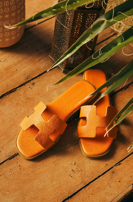 Trendy sandals for men with color-block design and durable soles for casual wear-Bianka Slip On Sandals - Orange