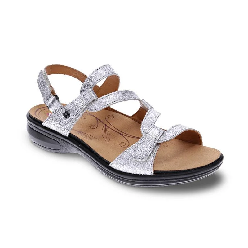 Comfortable sandals for women with adjustable Velcro straps for a perfect fit-Emerald 3 Strap Leather Sandals On Sale