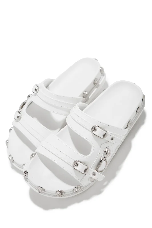 Casual sandals for women with thong design and padded footbed for everyday comfort-Erika Slip On Sandals - White