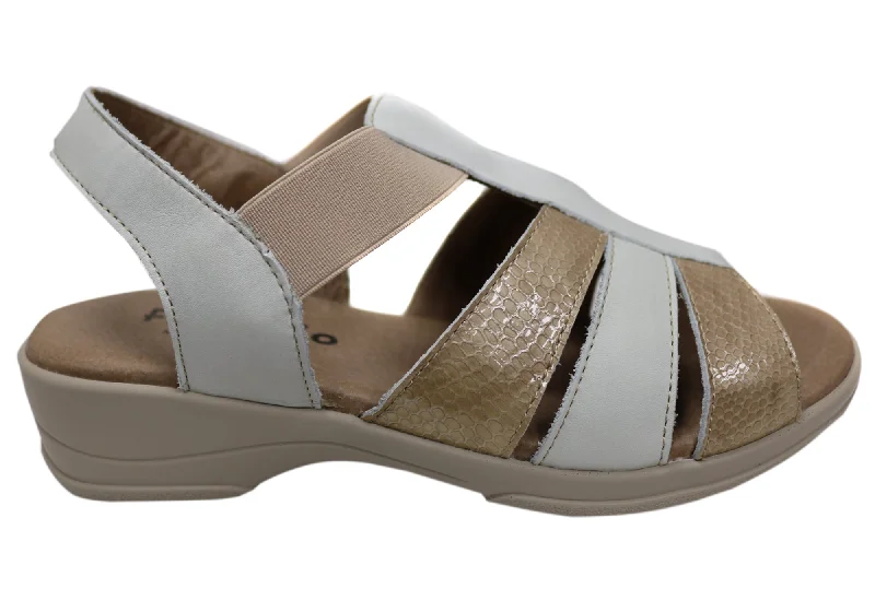 Trendy sandals for women with braided straps and comfortable footbed for casual style-Flex & Go Azara Womens Comfortable Leather Sandals Made In Portugal