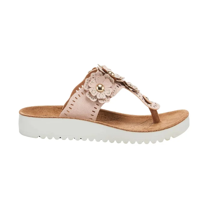 Fashionable sandals for women with fringe details and cushioned footbed for all-day wear-Flexus Women's Bayview Thong Sandals - Blush