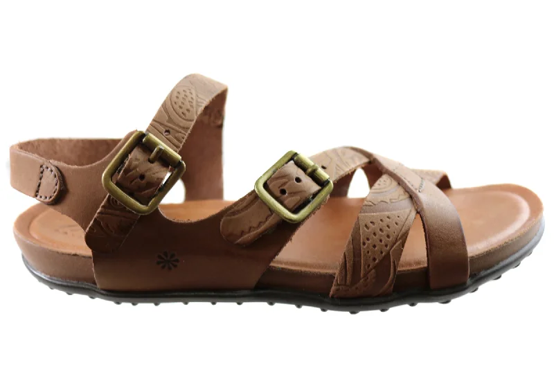 Fashionable sandals for women with animal print and chic buckle accents-New Face Island Womens Comfortable Leather Sandals Made In Brazil