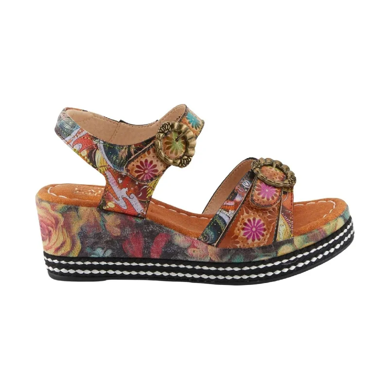 Boho-inspired sandals for women with braided straps and earthy tones-Spring Step L'Artiste Women's Flavour Sandals - Camel Multi