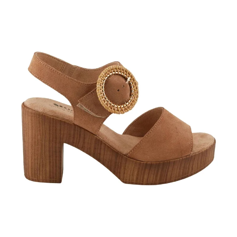 High-heeled sandals for women with wedge design and stylish straps-Spring Step Women's Gamona Sandals - Tan Suede