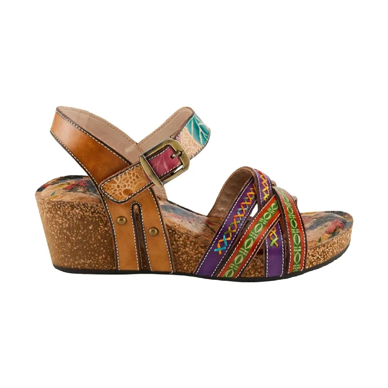 Comfortable sandals for women with adjustable Velcro straps for a perfect fit-Spring Step Women's L'Artiste Bosquet Sandals - Tan Multi