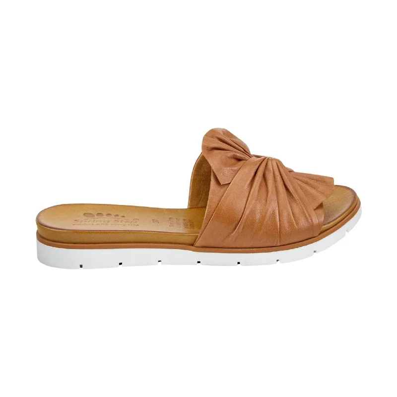 Casual sandals for women with cork footbed and crisscross strap design for style-Spring Step Women's Lavona Slide Sandals - Camel