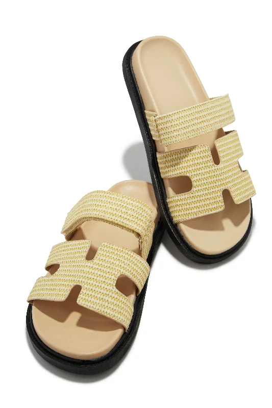 Casual sandals for women with thong design and padded footbed for everyday comfort-Sun Kissed Slip On Sandals - Natural