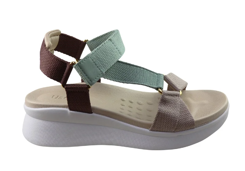 Casual sandals for men with rubber footbed and adjustable buckle for easy wear-Usaflex Reece Womens Comfortable Sandals Made In Brazil