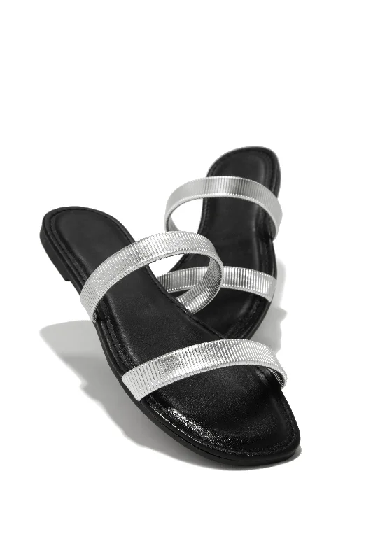 Stylish sandals for men with open-toe design and adjustable back straps for fit-Villa Bonita Slip On Sandals - Silver