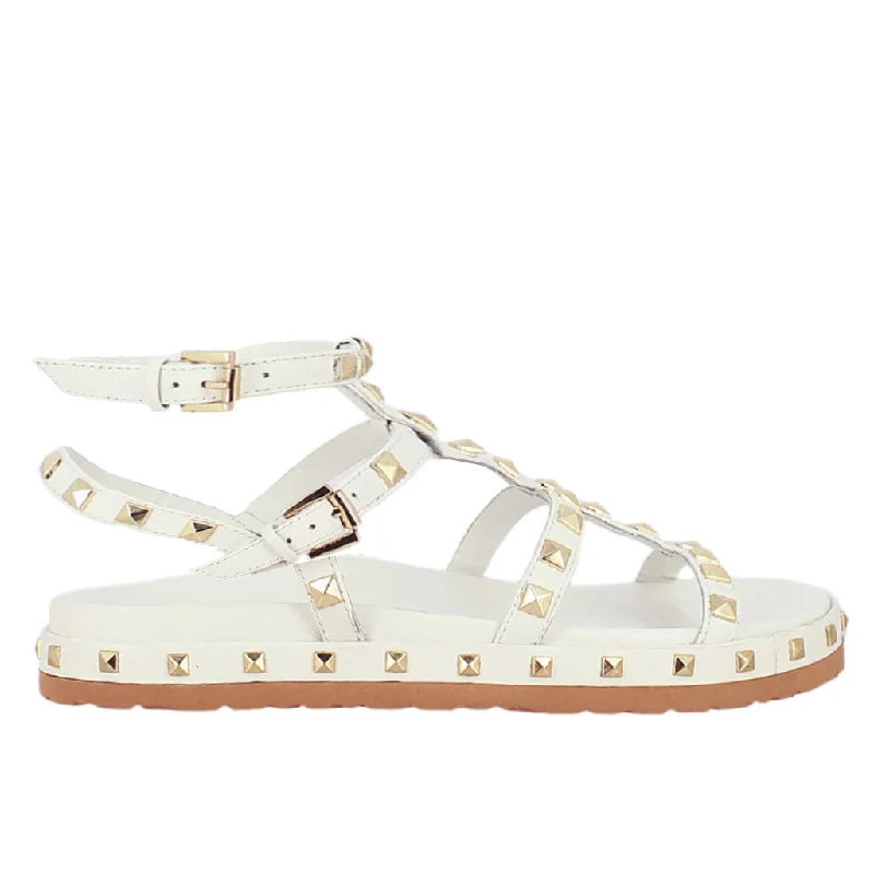 Comfortable sandals for women with cushioned soles and adjustable straps-Alicia Studded Strappy Sandals