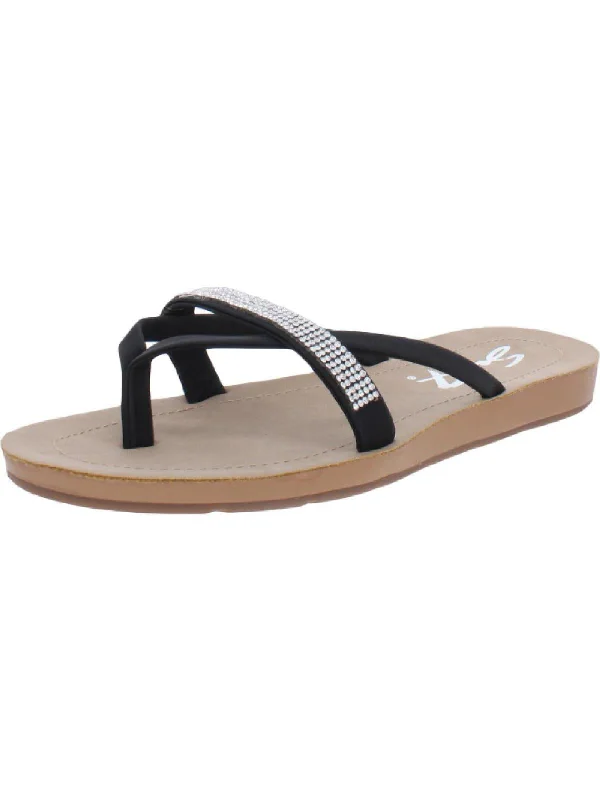 Comfortable sandals for men with wide straps and secure fit for daily use-Bondi Caramel Womens Faux Leather Embellished Thong Sandals