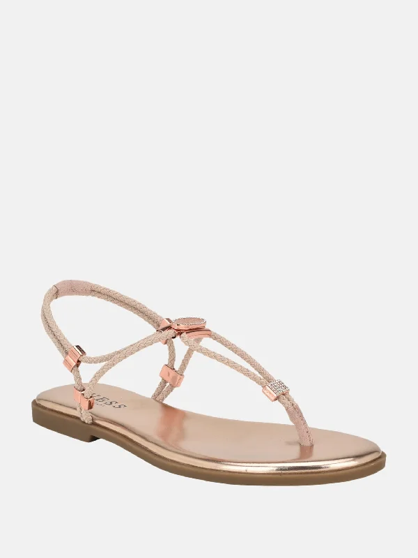 Casual sandals for women with thong design and padded footbed for everyday comfort-Casens Stretch Cord Backstrap Sandals