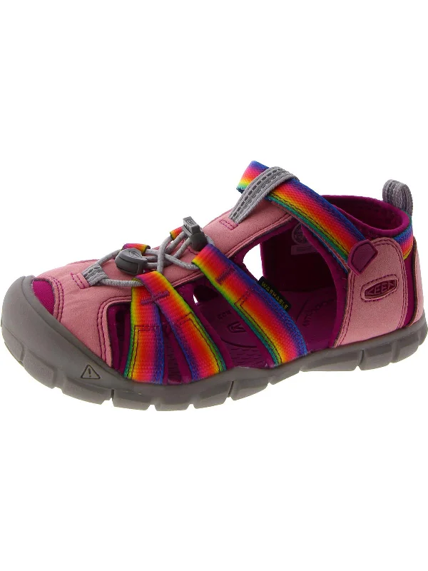 Beach sandals for women with flip-flop style and waterproof construction for comfort-Girls Little Kid Adjustable Sport Sandals