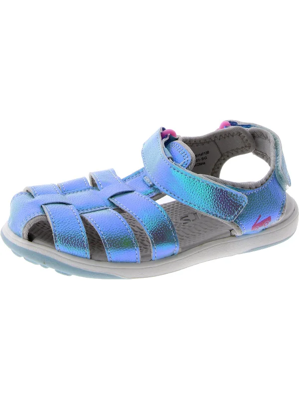 Trendy sandals for men with suede straps and minimalistic design for everyday wear-Girls Little Kid Iridescent Sport Sandals