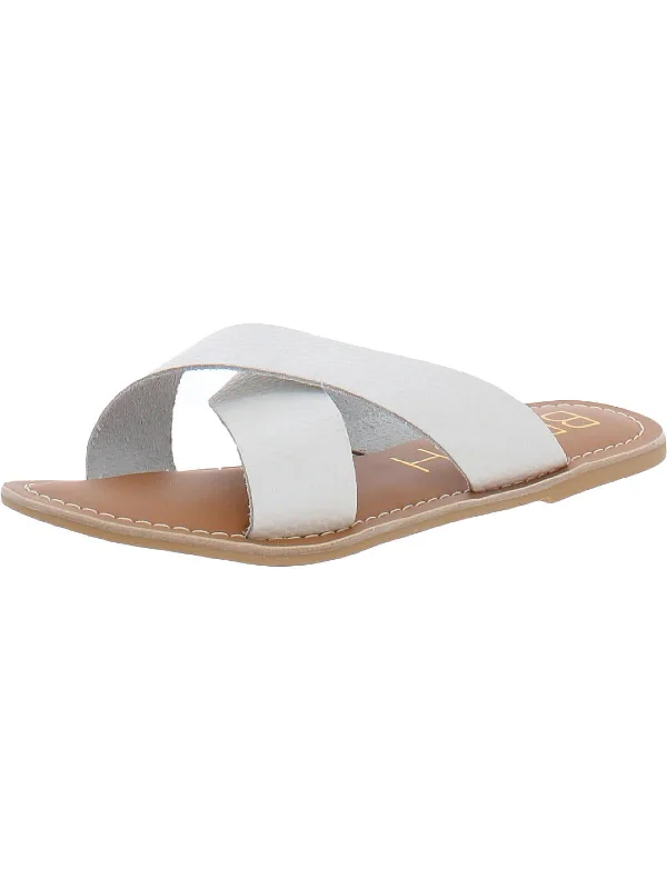 Comfortable sandals for men with velcro straps and soft material construction-Lil Pebble Girls Slip-on Leather Flatform Sandals