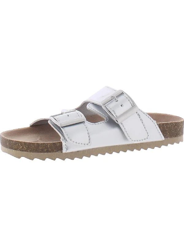 Comfortable sandals for men with cushioned footbed and water-friendly design-Noyo Girls Metallic Buckle Footbed Sandals