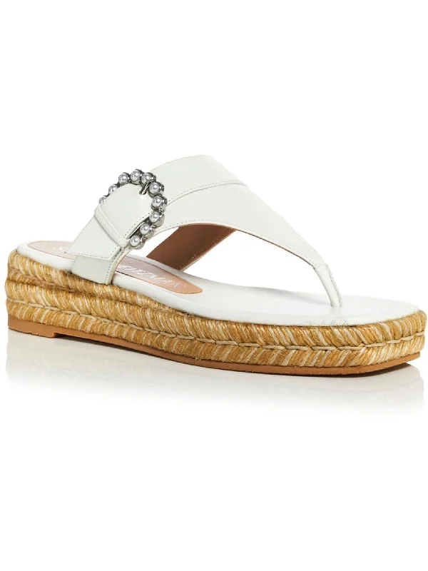 Fashionable sandals for men with athletic-inspired design and lightweight feel-Pearl Womens Wedge Embellished Thong Sandals