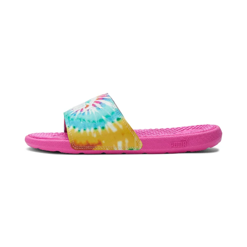 Trendy sandals for men with sporty design and comfortable rubber soles-PUMA Junior Girls' Cool Cat Tie Dye Sandals