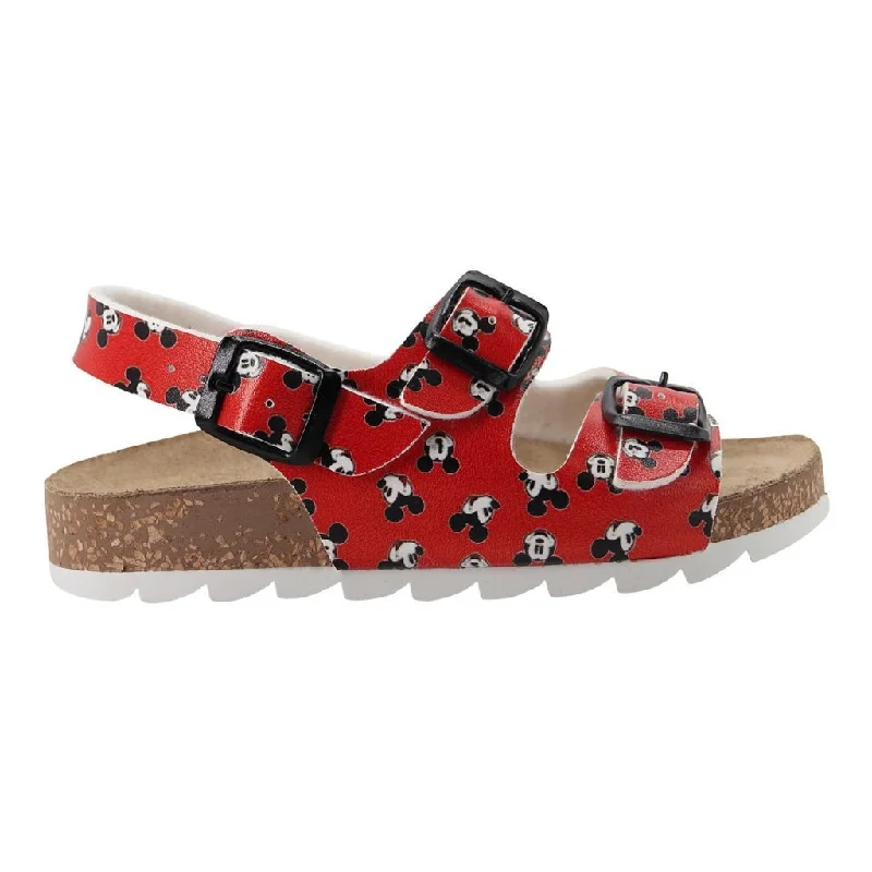 Trendy sandals for men with color-block design and durable soles for casual wear-Red Mickey Print Sandals