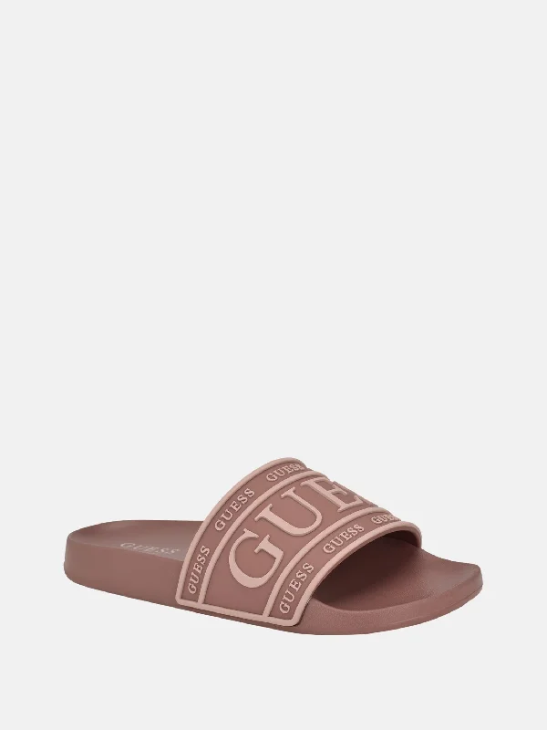 Trendy sandals for men with suede straps and minimalistic design for everyday wear-Rubies Logo Slide Sandals