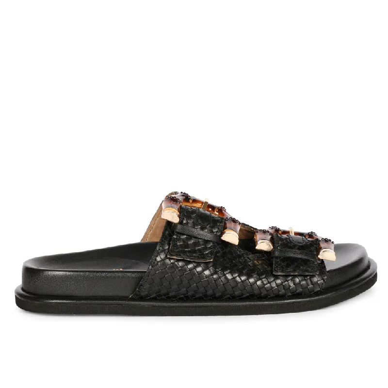 Casual sandals for women with arch support and lightweight construction-Saint Venice Studded Strappy Sandals