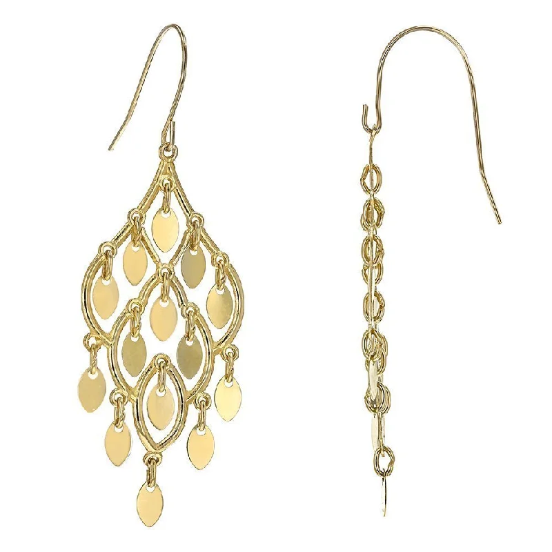 Large hoop earrings for a bold and statement-making fashion accessory-10KT YELLOW GOLD DROP CHANDELIER FASHION EARRINGS