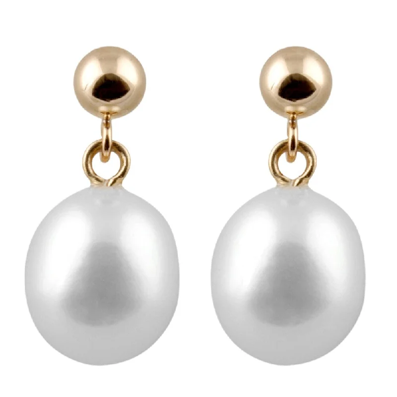 Best hoop earrings with gold-plated finishes for an affordable luxury vibe-14k Gold Ball Drop Dangle Pearl Earrings (7-8mm)