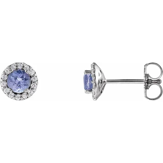 Lightweight hoop earrings for comfortable and all-day wear-14KT WHITE 0.54CT TANZANITE & 1/10 CTW DIAMOND EARRINGS