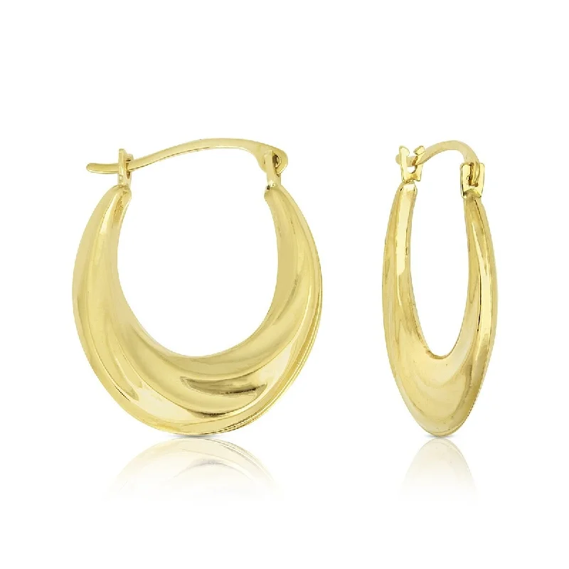 Best hoop earrings with satin ribbons for a soft, feminine appearance-14k Yellow Gold Graduated Oval Hoop Earrings