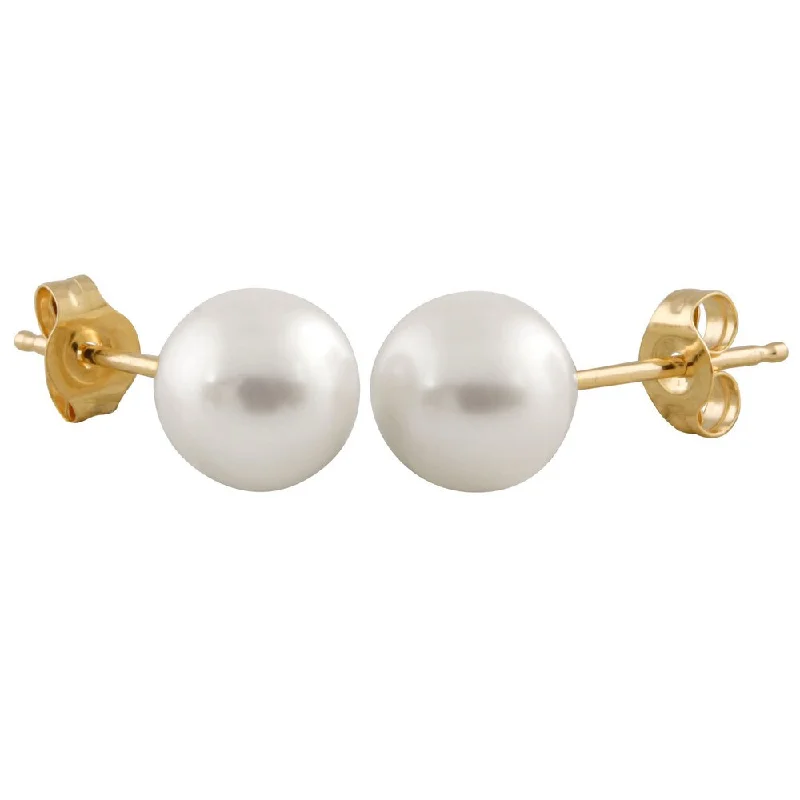 Hoop earrings with open designs for a modern, lighthearted vibe-14k Yellow Gold Round Freshwater Pearl Earrings (6mm)