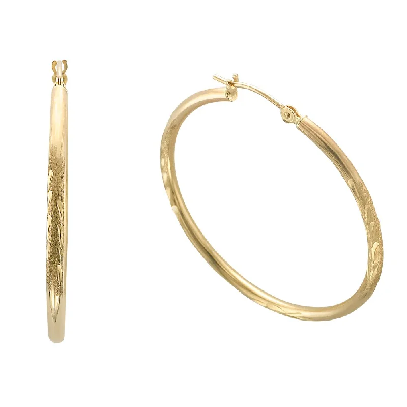 Best hoop earrings with matte finish for a sophisticated, understated design-14KT Diamond Cut Hoop Earrings