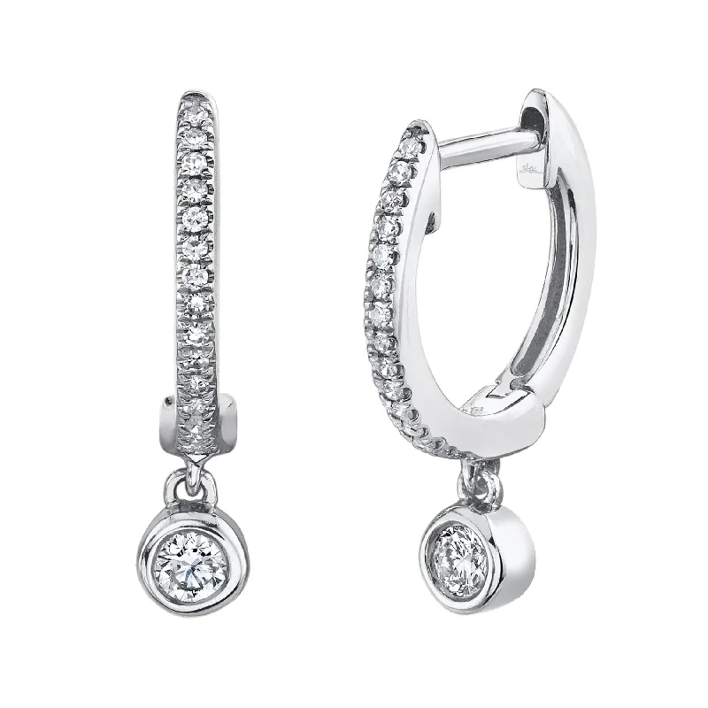 Hoop earrings with spiral designs for a dynamic and fluid look-14KT GOLD 0.14 CTW DIAMOND HUGGIE DROP EARRING