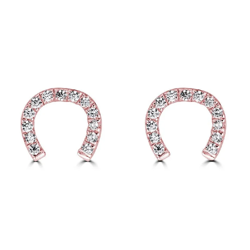 Hoop earrings with pearl accents for a chic and classic style-14KT GOLD .07 CTW DIAMOND HORSESHOE EARRINGS