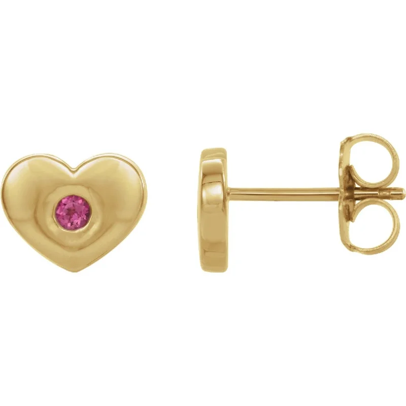 Best hoop earrings with satin ribbons for a soft, feminine appearance-14KT GOLD 0.08 CTW PINK TOURMALINE HEART EARRINGS