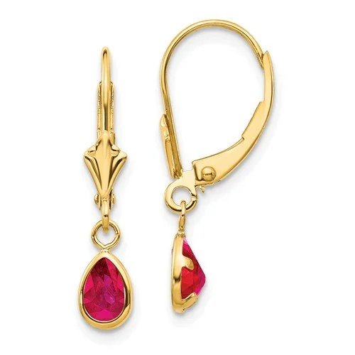 Best hoop earrings with textured silver for a rustic and organic finish-14KT GOLD 1.08 CTW PEAR SHAPE RUBY DANGLE EARRINGS