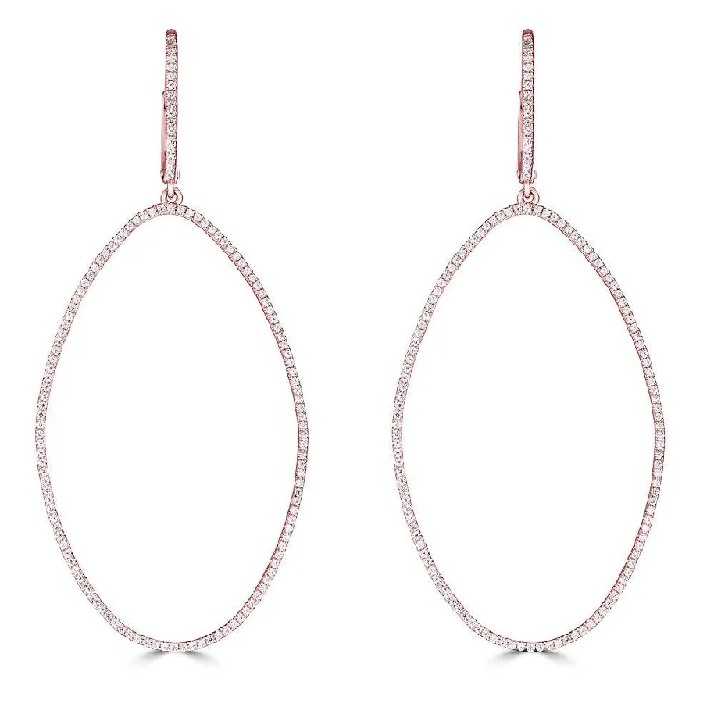 Best hoop earrings with asymmetrical designs for a fashion-forward, avant-garde look-Emilique 14KT Gold 1/2 CTW Diamond Oval Drop Hoop Earrings