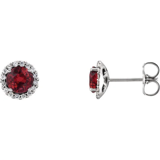 Best hoop earrings with multi-colored gemstones for a vibrant and lively touch-14KT GOLD 1.32 CTW RUBY & 0.12 CTW DIAMOND HALO EARRINGS