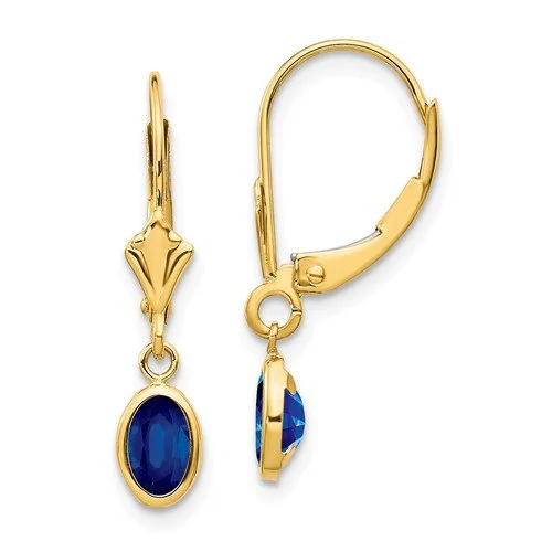 Hoop earrings with satin finishes for a smooth and elegant appearance-14KT GOLD 1.36 CTW SAPPHIRE BEZEL-SET LEVERBACK EARRINGS