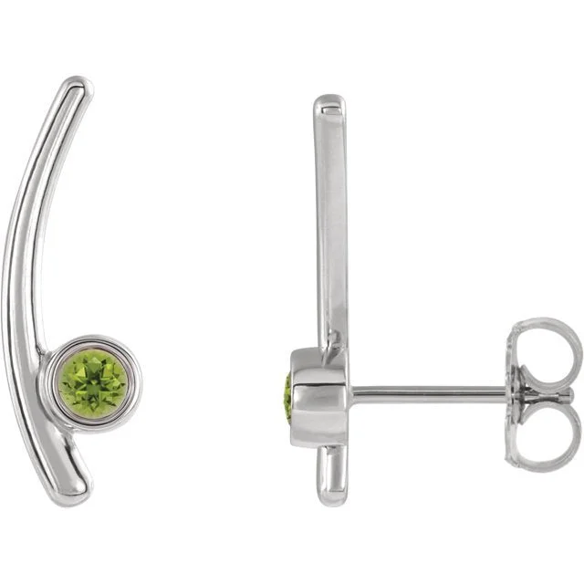 Hoop earrings with a chunky design for a bold and trendy statement-14KT GOLD 1/4 CTW PERIDOT BEZEL-SET EAR CLIMBER EARRINGS